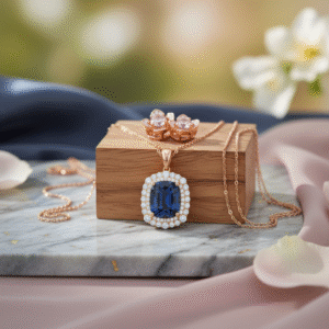 Ocean Mist Blue Gem Pendant Necklace